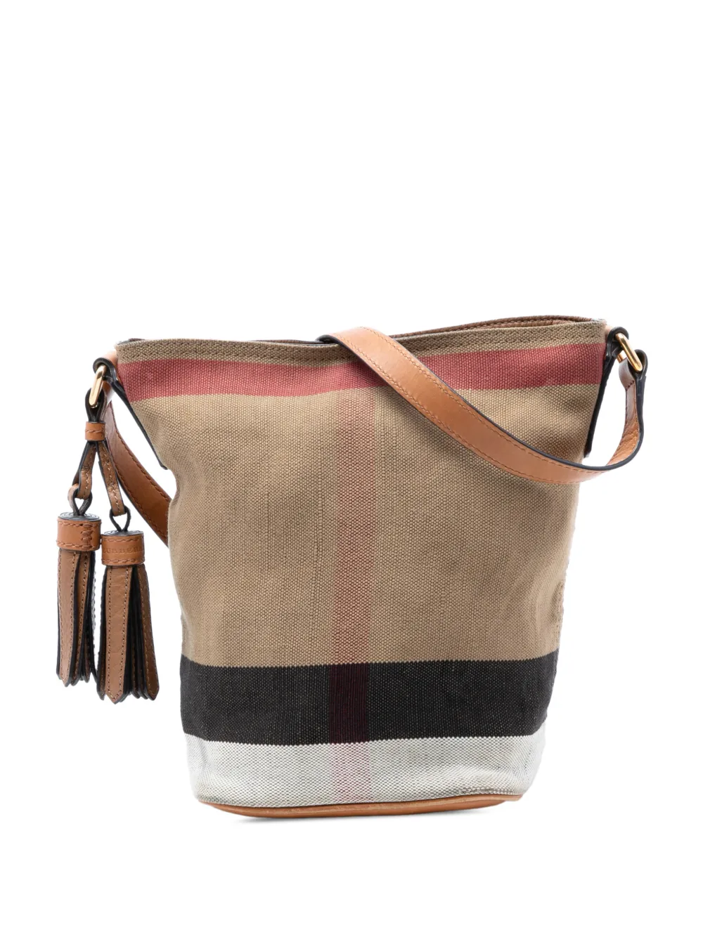 Burberry Pre-Owned 2000-2017 mini Mega Check Ashby Beuteltasche mit Quaste - Braun