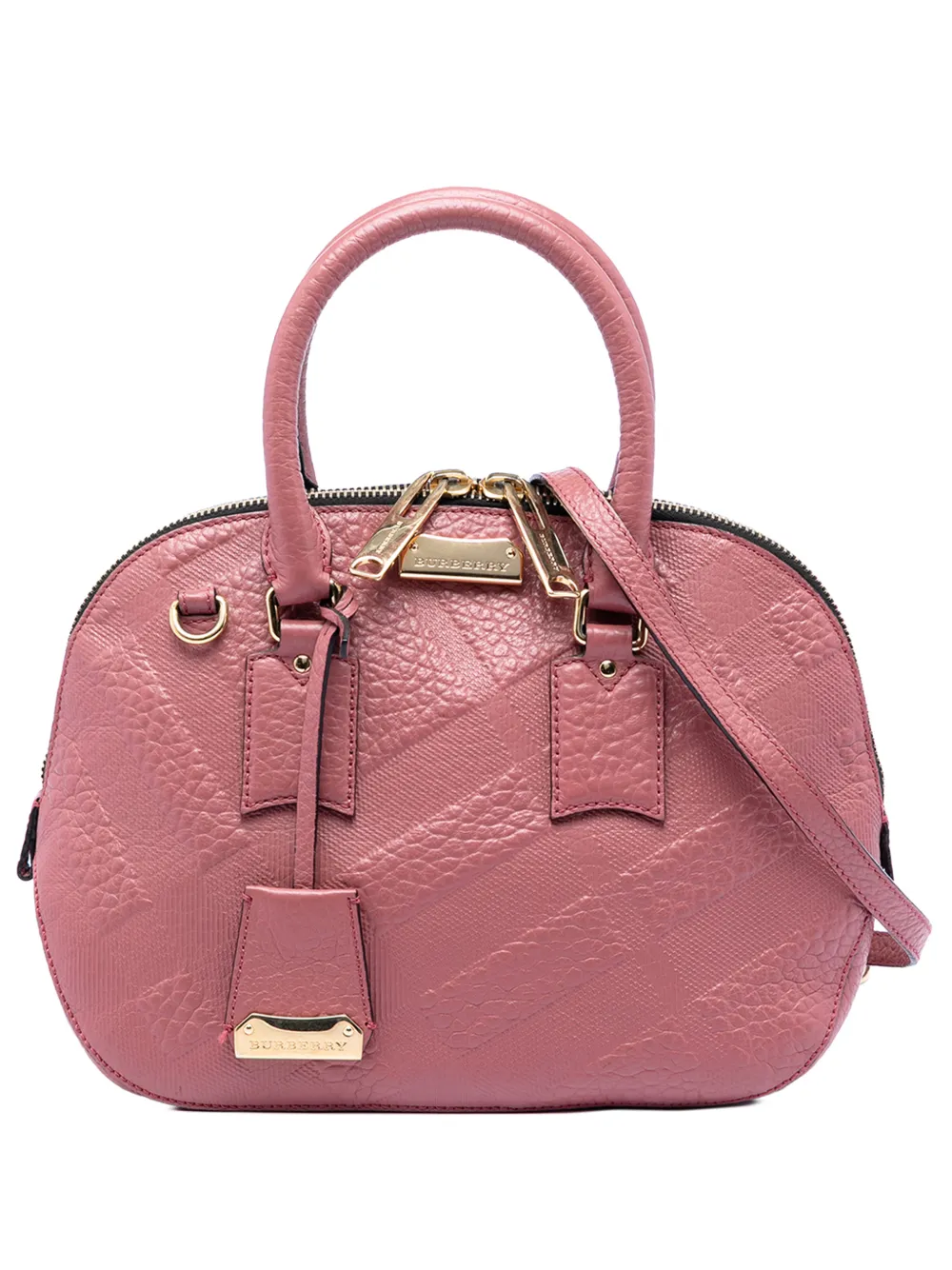 Burberry Pre-Owned 2000-2017 Small Heritage Grain Check Embossed Orchard Bowling Bag satchel - Rosa