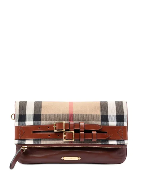 Burberry Pre-Owned 2000-2017 House Check Canvas and Leather Adeline Fold Over Wristlet clutch bag