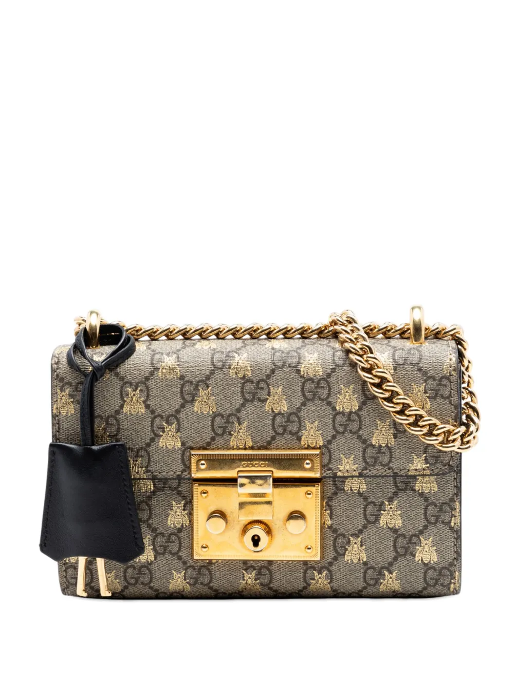 Gucci Pre-Owned 2016-2025 Small GG Supreme Bee Padlock crossbody bag - Toni neutri