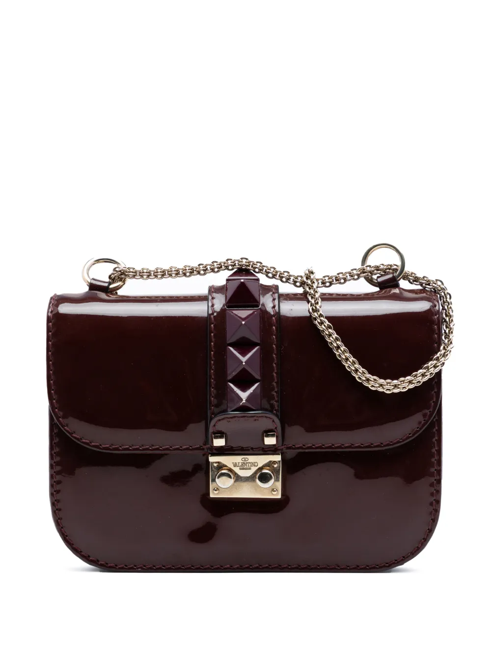 Valentino Garavani Pre-Owned 2000-2017 Small Patent Rockstud Glam Lock crossbody bag - Rosso