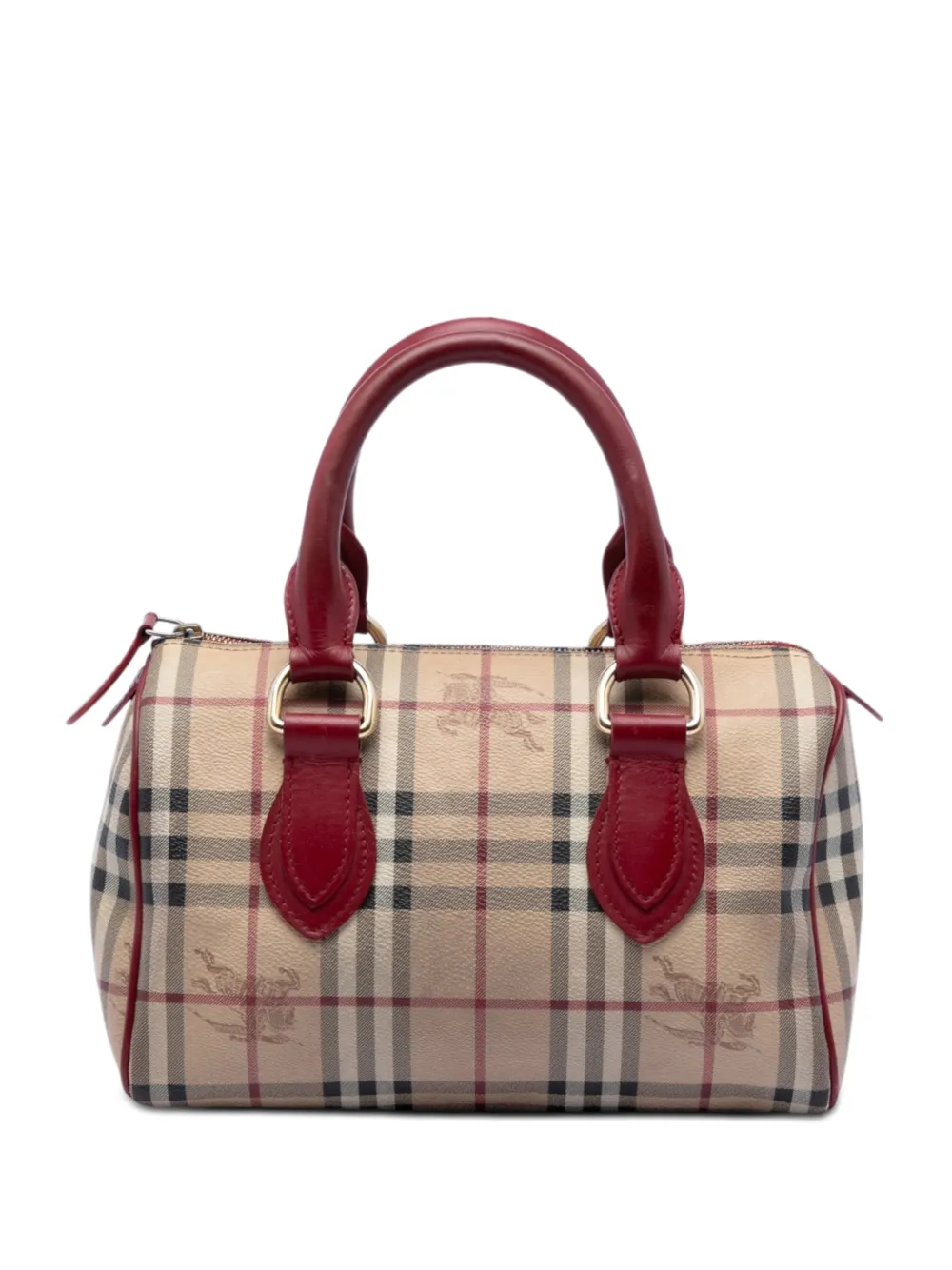 Burberry Pre-Owned 2000-2017 Haymarket Check Boston Tasche aus beschichtetem Canvas - Rot