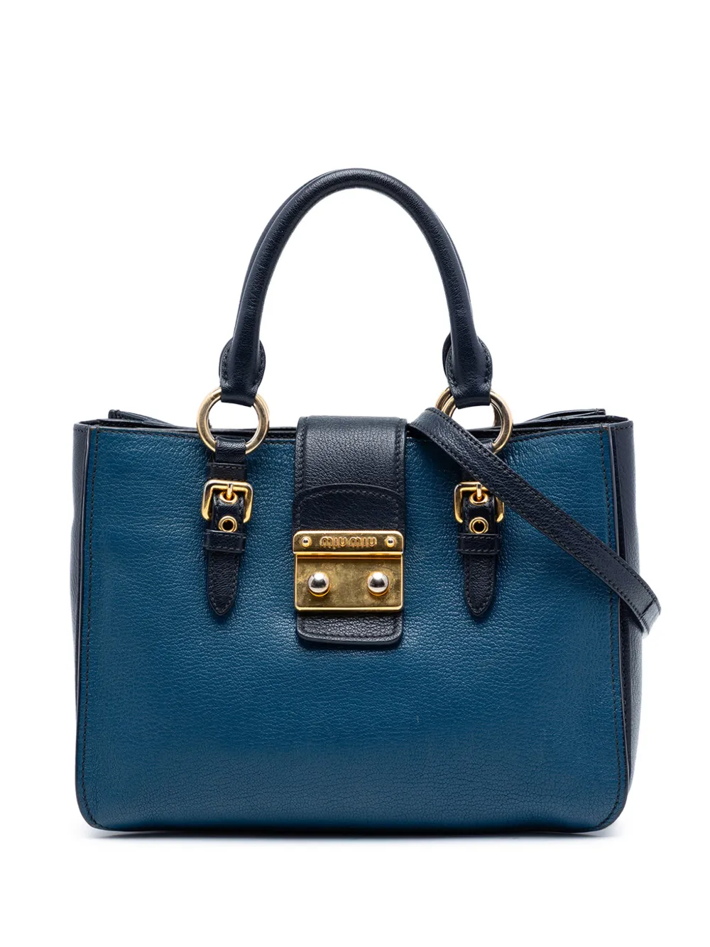 Miu Miu Pre-Owned 2010-2026 Bicolor Goatskin Madras satchel - Blu
