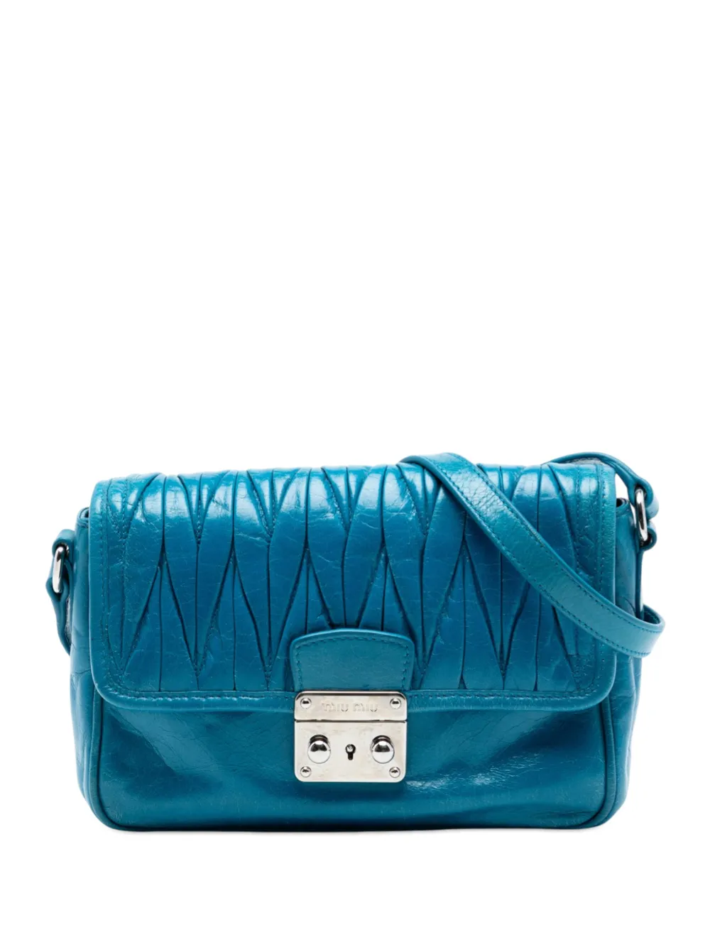 Miu Miu Pre-Owned 2010-2026 Matelasse Lambskin Flap crossbody bag - Blu