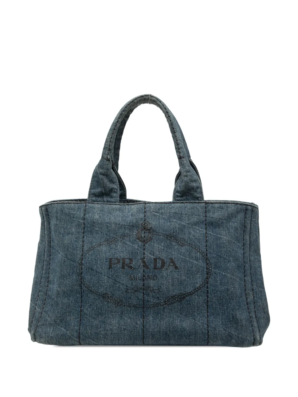 Prada Pre-Owned 2013-2025 Denim Canapa Logo satchel - Blu