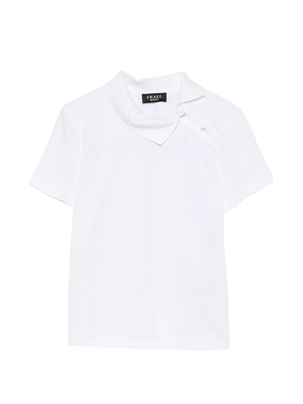 A.W.A.K.E. Mode asymmetric-collar piqué-textured top - Bianco