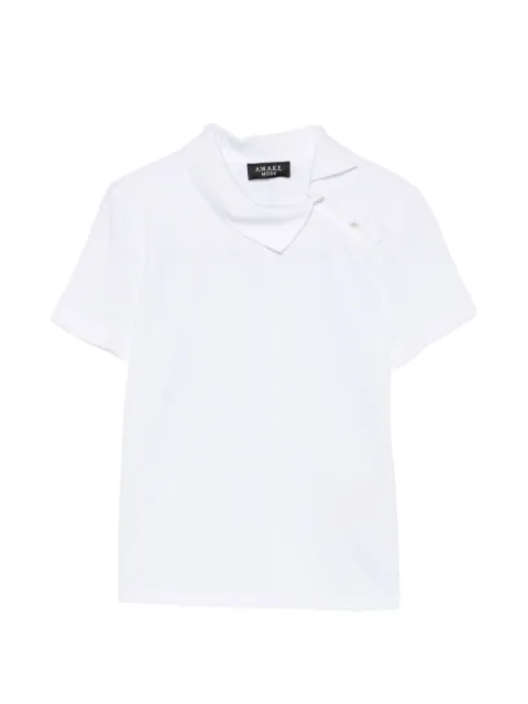 A.W.A.K.E. Mode asymmetric-collar piqué-textured top