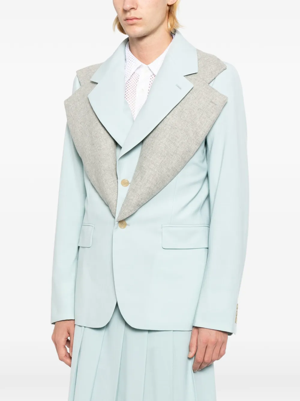 Comme des Garçons Homme Plus Blazer met gelaagde revers Blauw