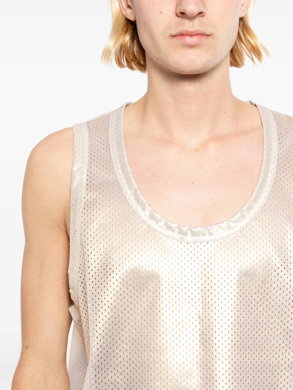 Comme des Garçons Homme Plus Metallic gilet met mesh Goud