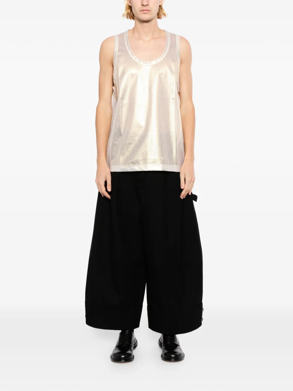 Comme des Garçons Homme Plus Metallic gilet met mesh Goud