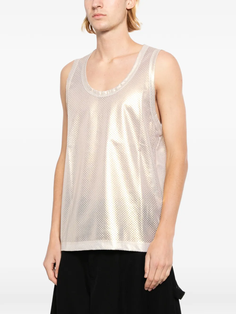 Comme des Garçons Homme Plus Metallic gilet met mesh Goud