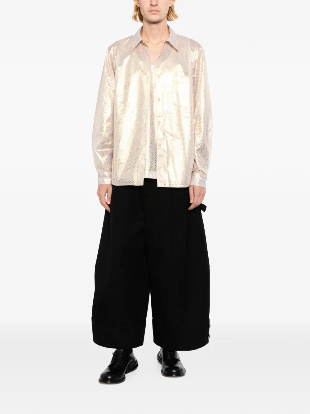 Comme des Garçons Homme Plus Overhemd met metallic-effect Beige