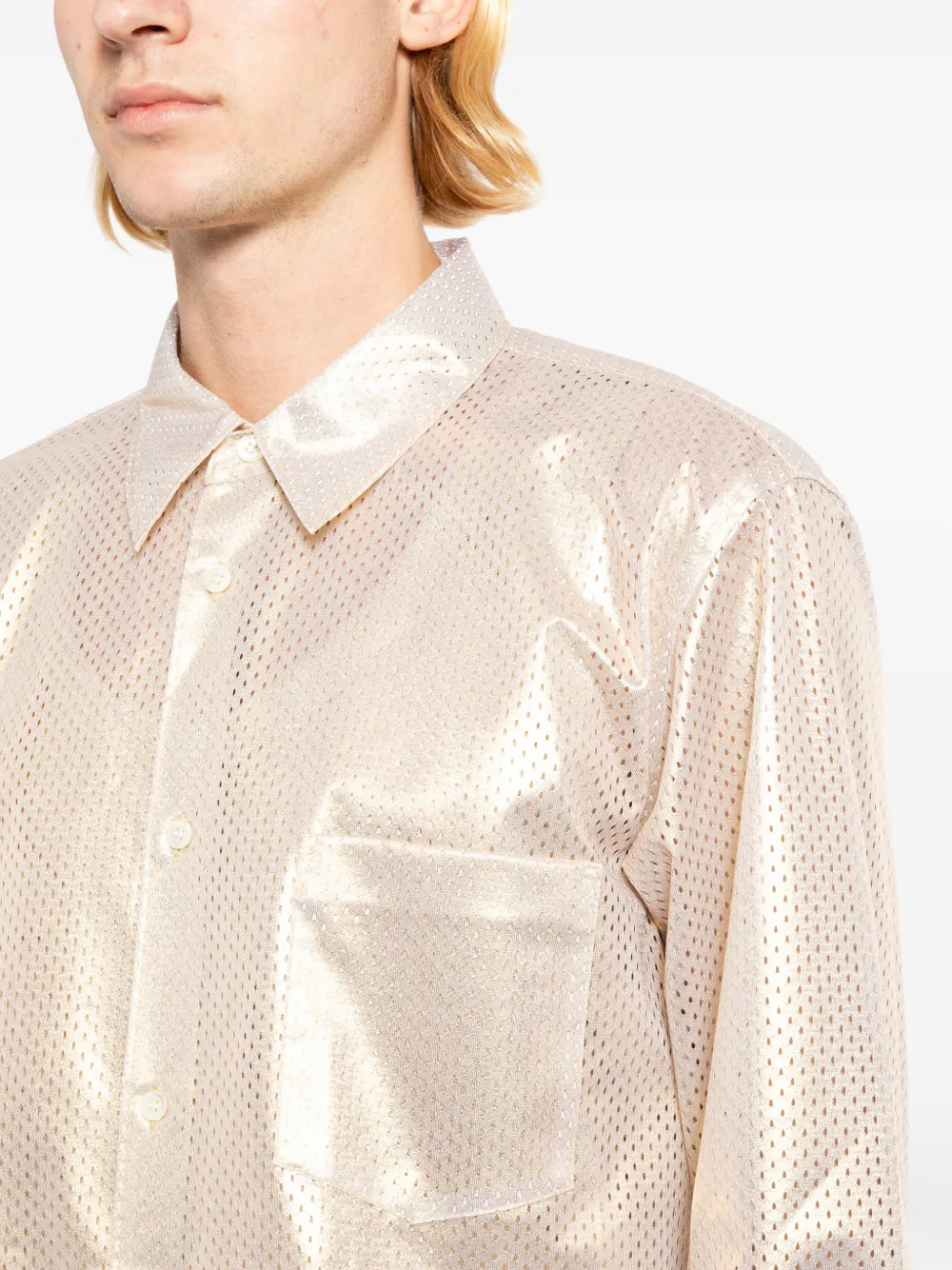 Comme des Garçons Homme Plus Overhemd met metallic-effect Beige