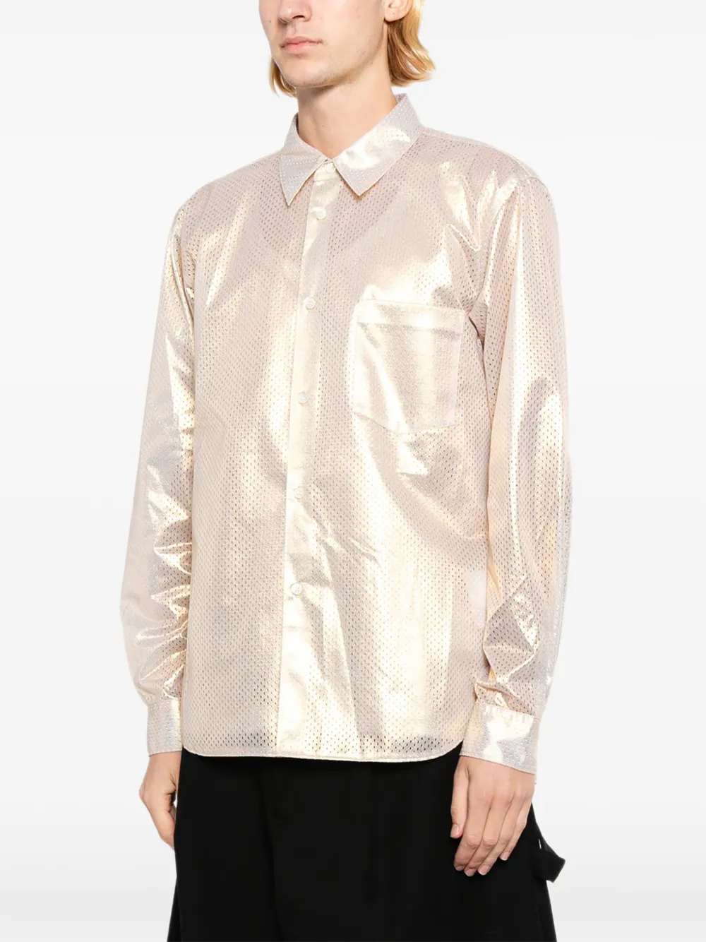 Comme des Garçons Homme Plus Overhemd met metallic-effect Beige