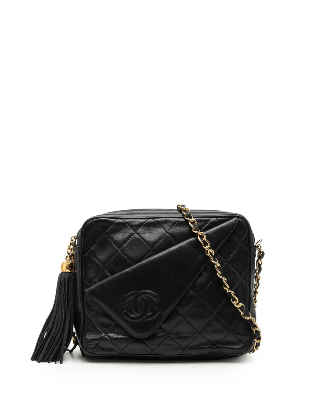 CHANEL Pre-Owned 1986-1988 Mini CC Quilted Lambskin Tassel Camera Bag crossbody bag - Nero