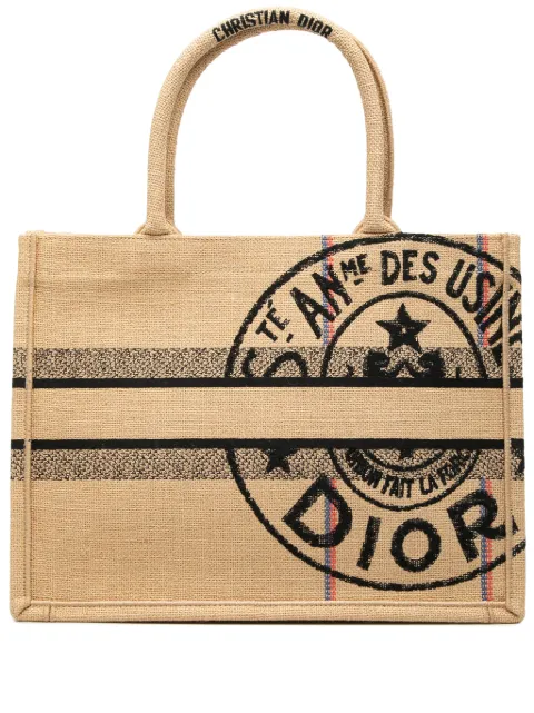 Christian Dior Pre-Owned 2022 Medium Jute Embroidered Book tote bag
