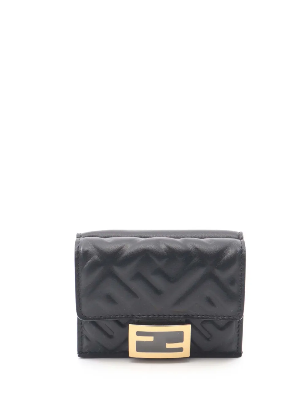Pre-owned Fendi 2010-2026 Baguette Micro Wallet Small Wallets In Black
