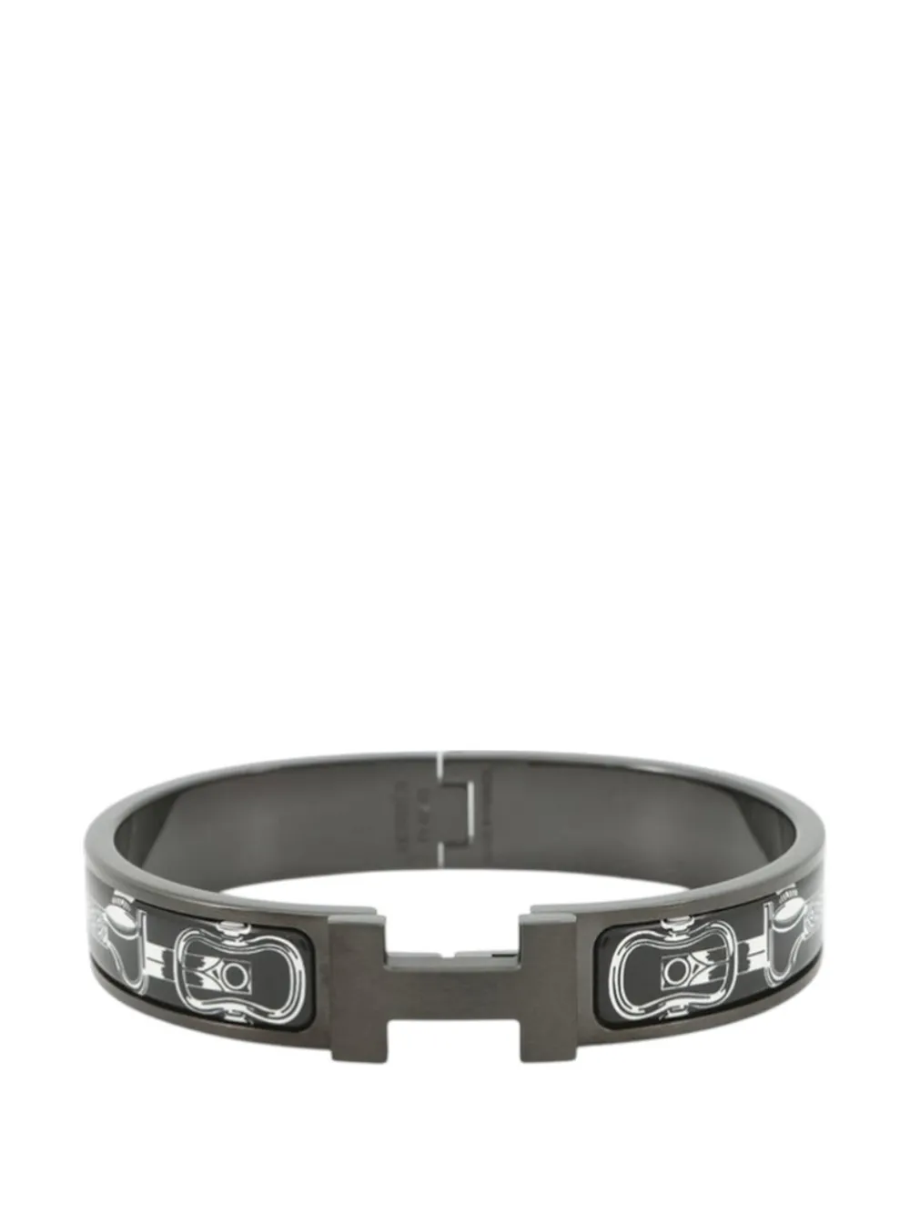 Hermès Pre-Owned 2020-2026 Narrow Enamel Clic HH Metallique So Black Bracelet T4 costume bracelet - Nero