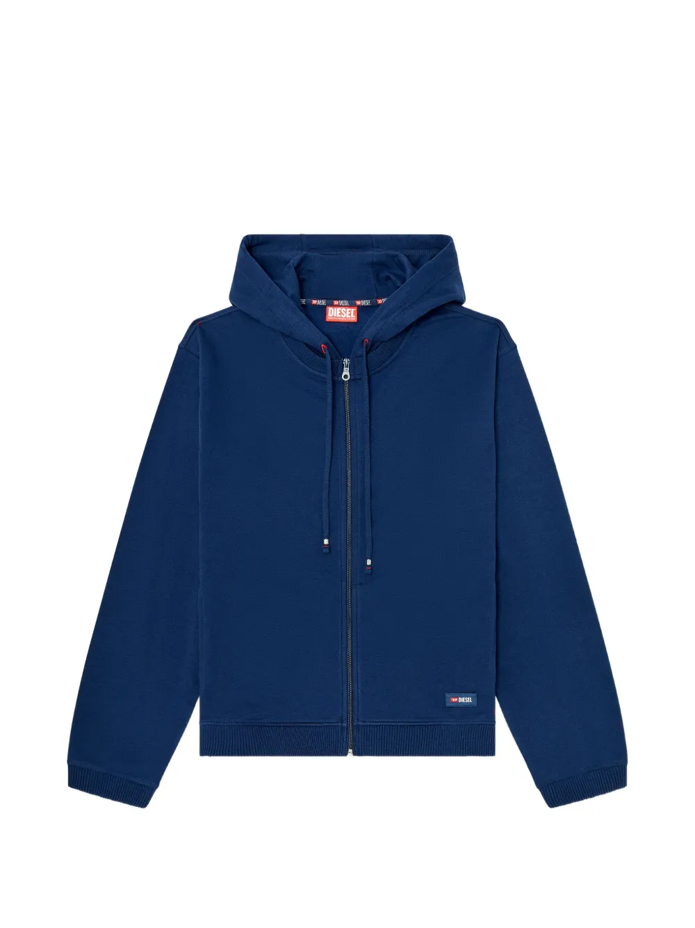 Diesel logo-detail zip-up cotton hoodie - Blu