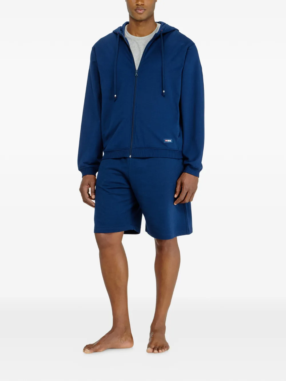 Diesel Hoodie van geperforeerde katoenen blend Blauw