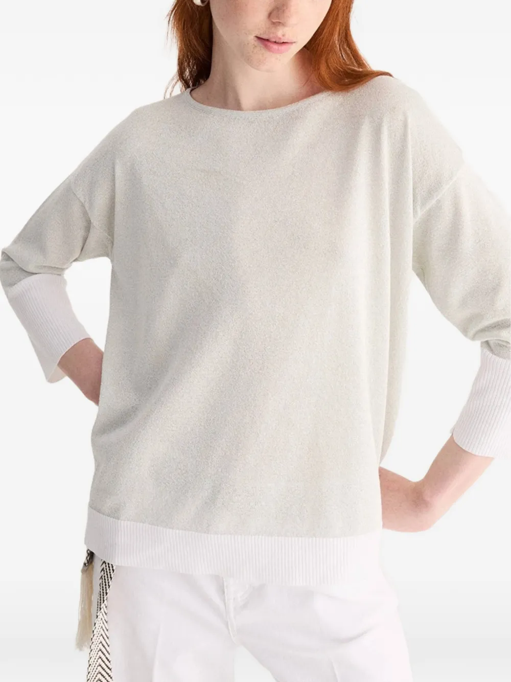 BIANCALANCIA ribbed-trim drop-shoulder sweater - Grau