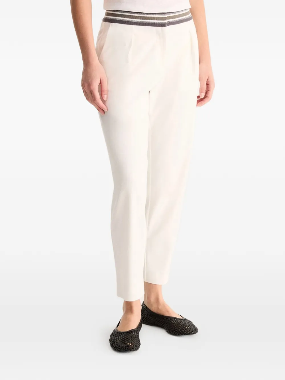 BIANCALANCIA striped-waistband pleated trousers - Weiß