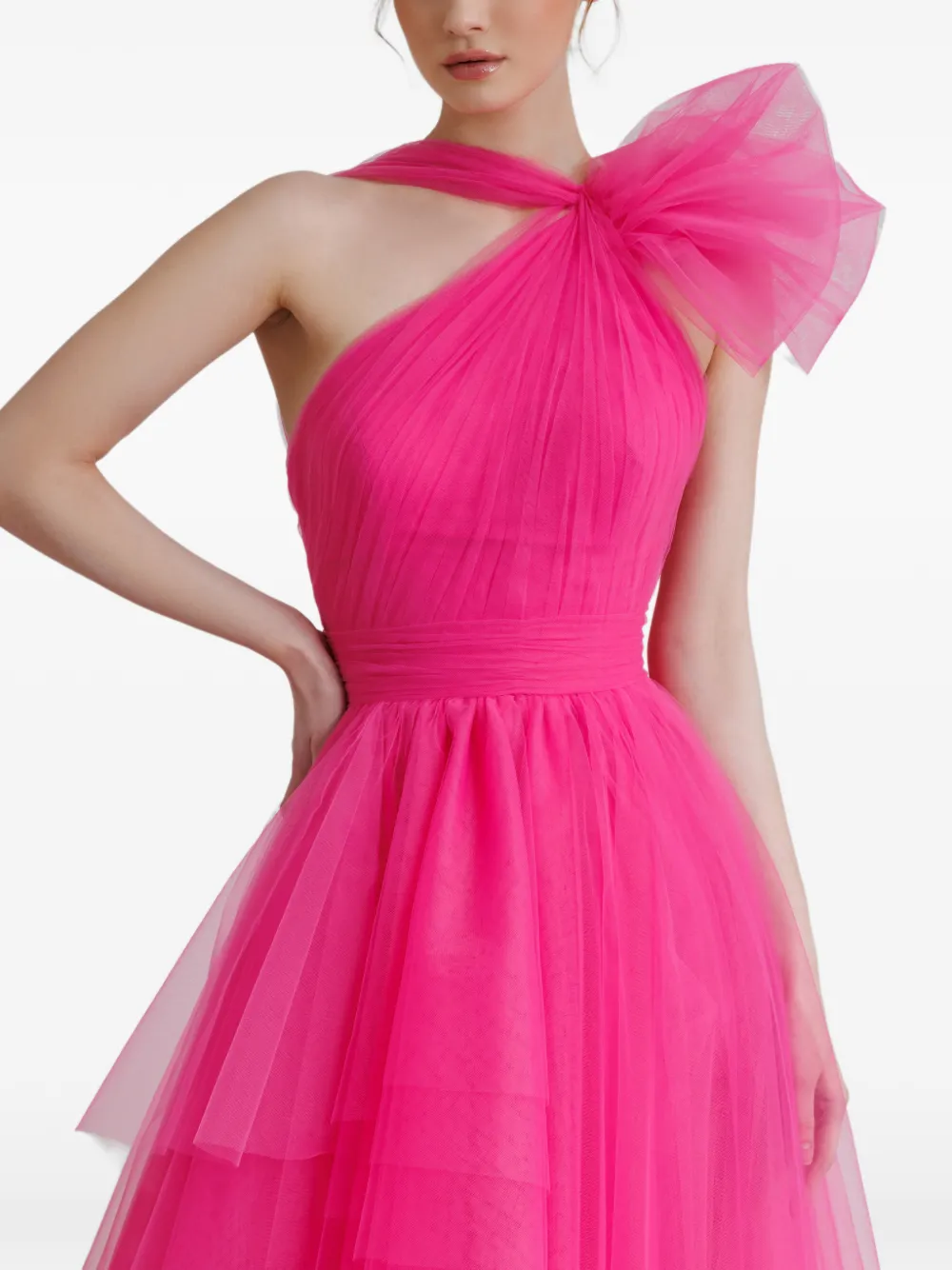 Gemy Maalouf Jurk met gelaagde rok en strikdetail Roze