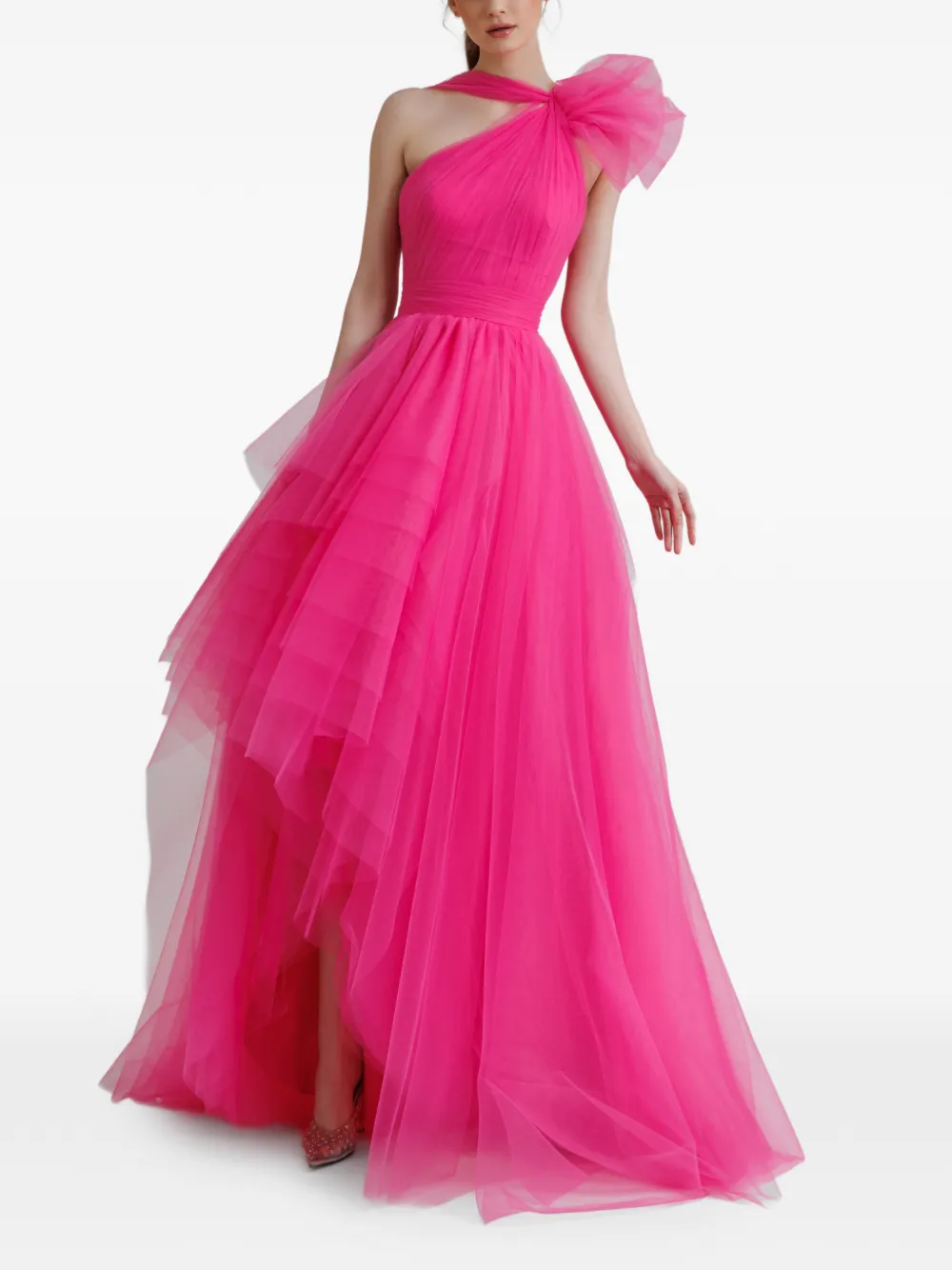 Gemy Maalouf Jurk met gelaagde rok en strikdetail Roze