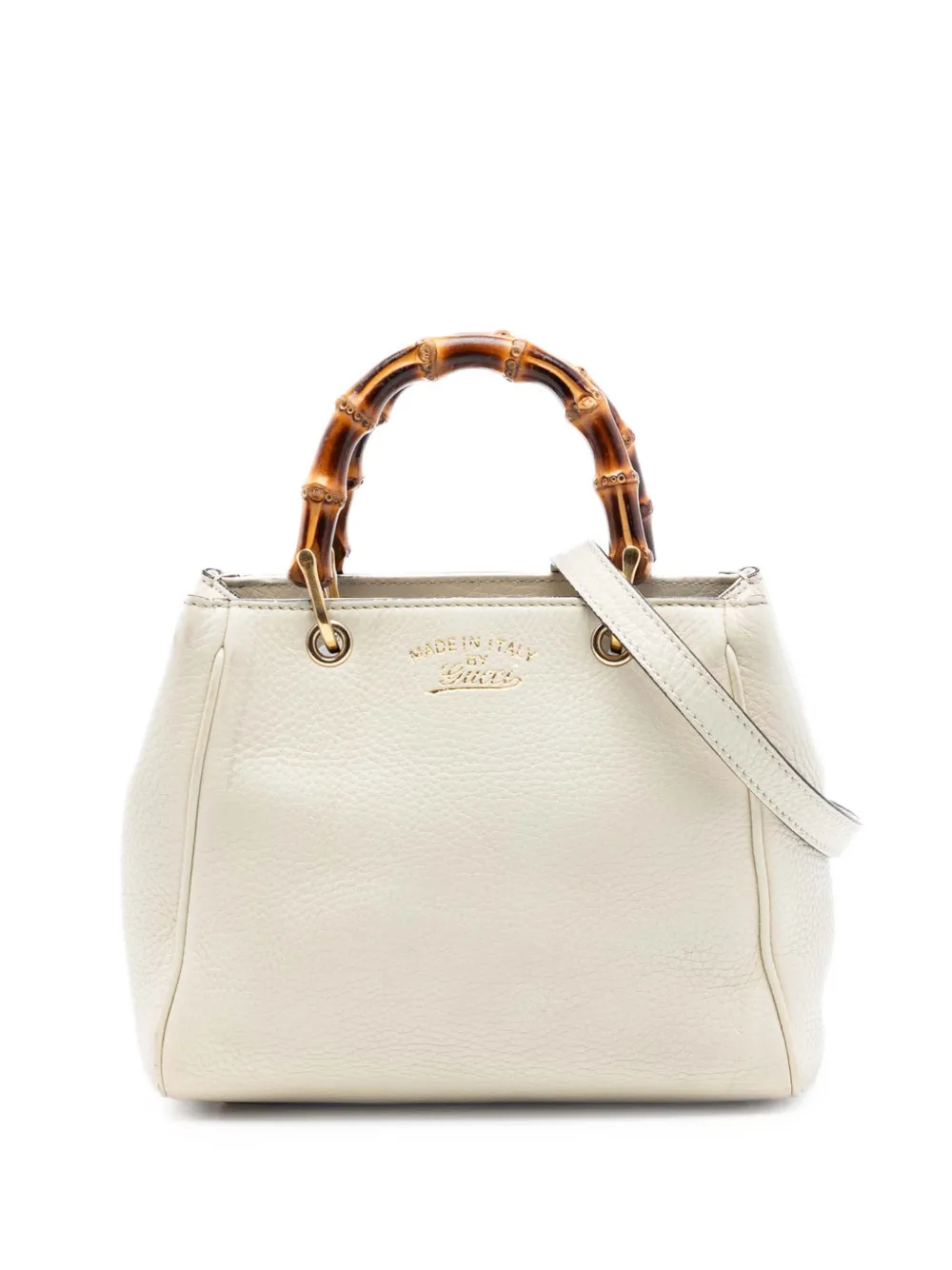 Gucci Pre-Owned 2016-2026 Mini Calfskin Bamboo Shopper satchel - Bianco
