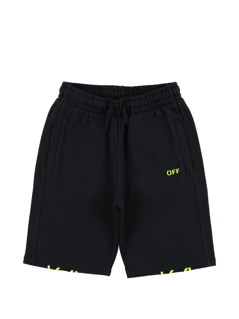 Off-White Kids Diag-stripe fleece shorts - Nero