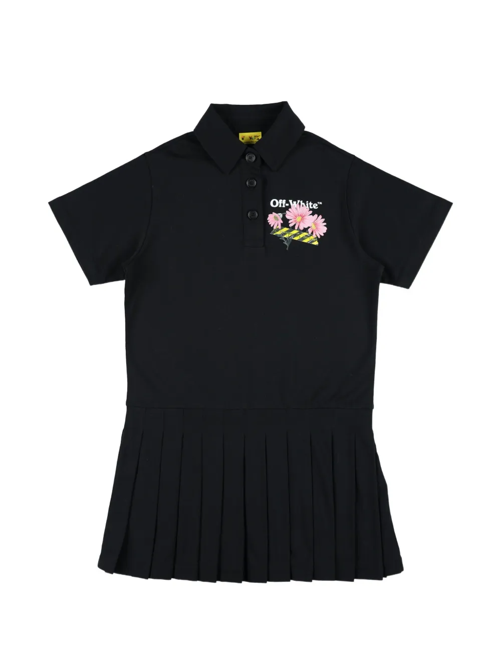 Off-White Kids Daisy Tape pleated dress - Nero