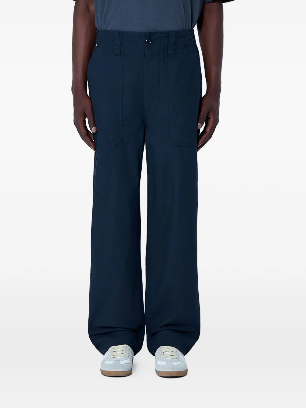 Margaret Howell wide-leg patch-pocket trousers - Blu