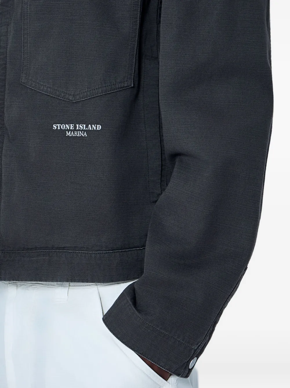 Stone Island Batavia-TC_S.I. Marina slub-katoenen jack Grijs