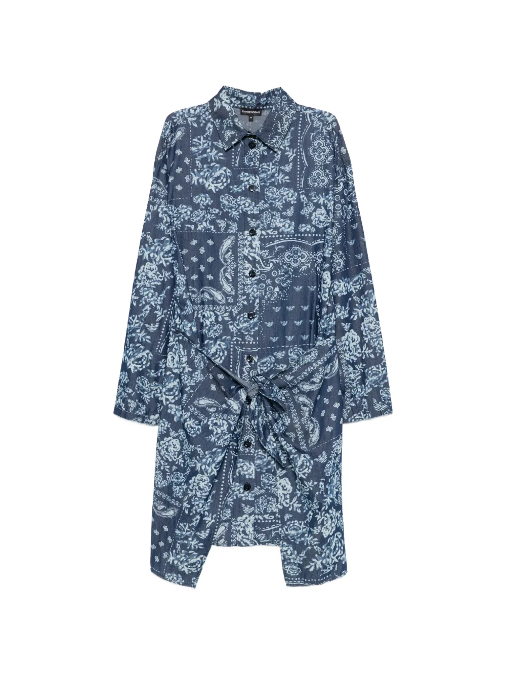 Emporio Armani bandana-print tie-front asymmetric dress - Blu