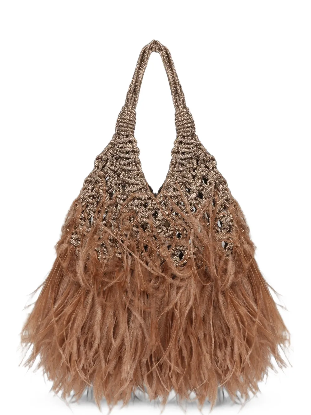 Hibourama Vannifique feather-trim shoulder bag - Marrone