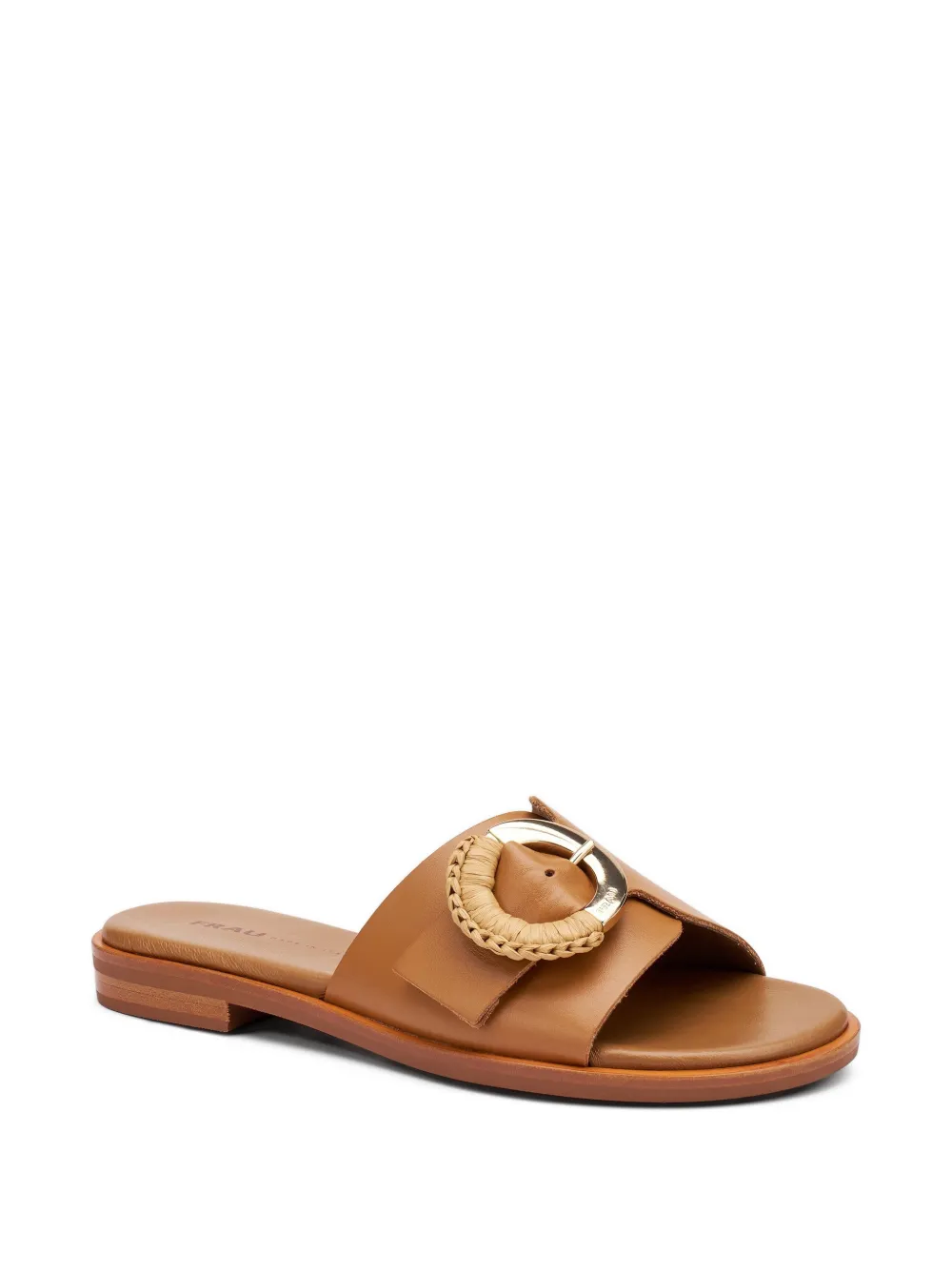 FRAU buckle-detail leather sliders Beige