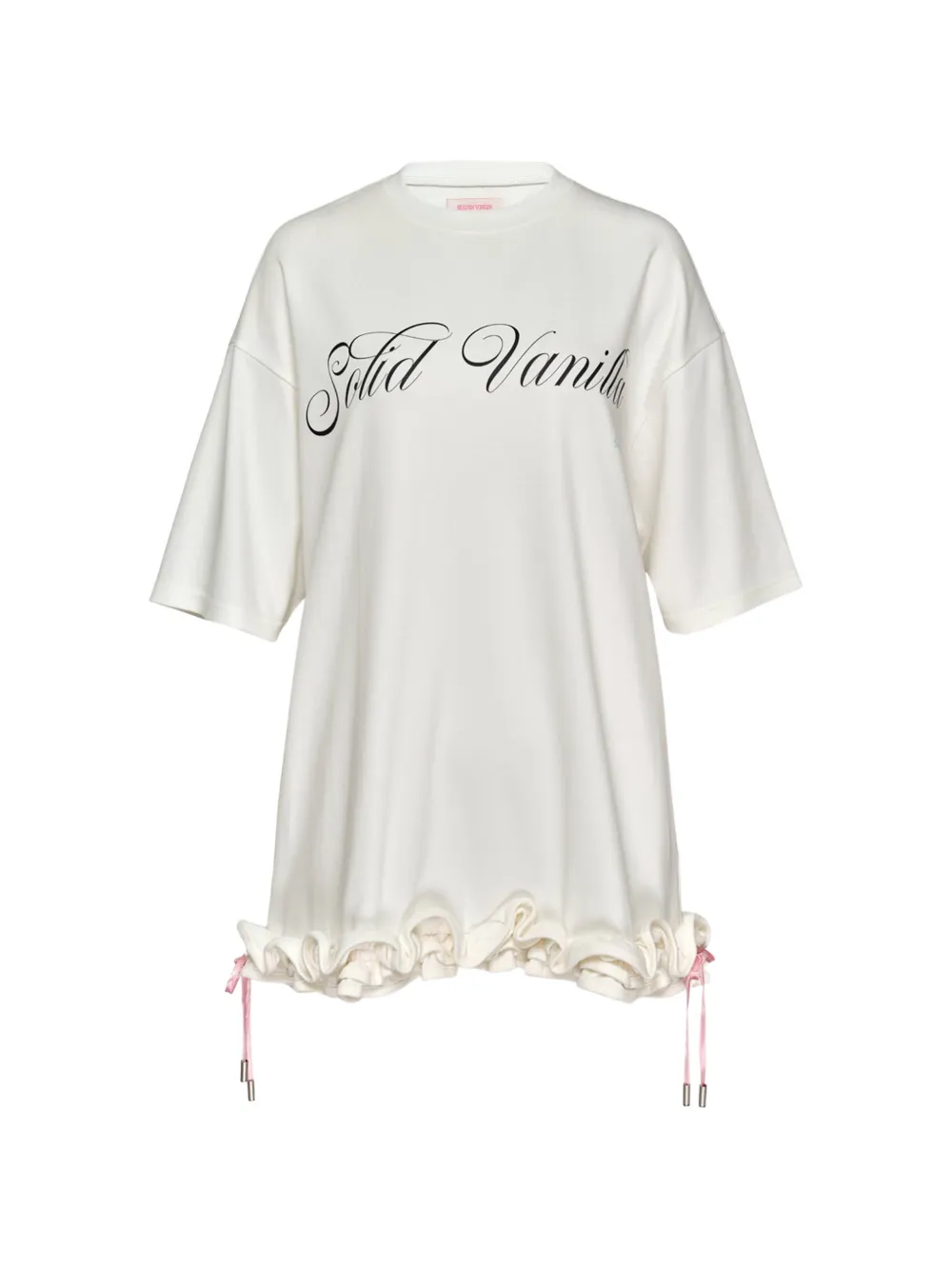 SULTRY VIRGIN ruffled drawstring T-shirt - Bianco