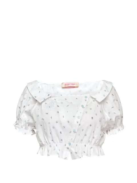 SULTRY VIRGIN printed puff-sleeve blouse