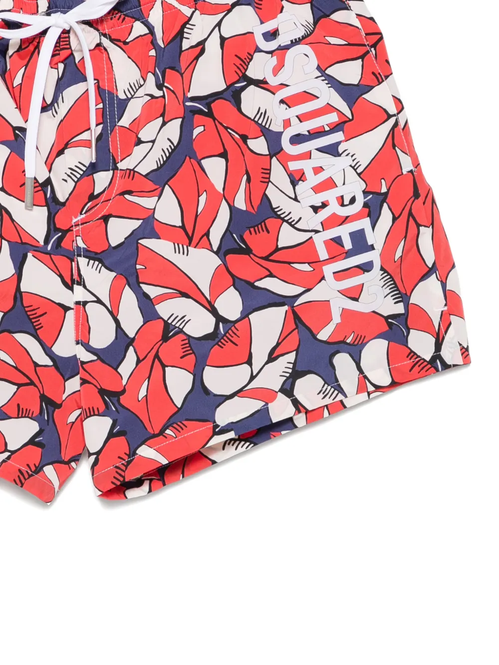 DSQUARED2 Zwembroek met bladerprint en logo Rood