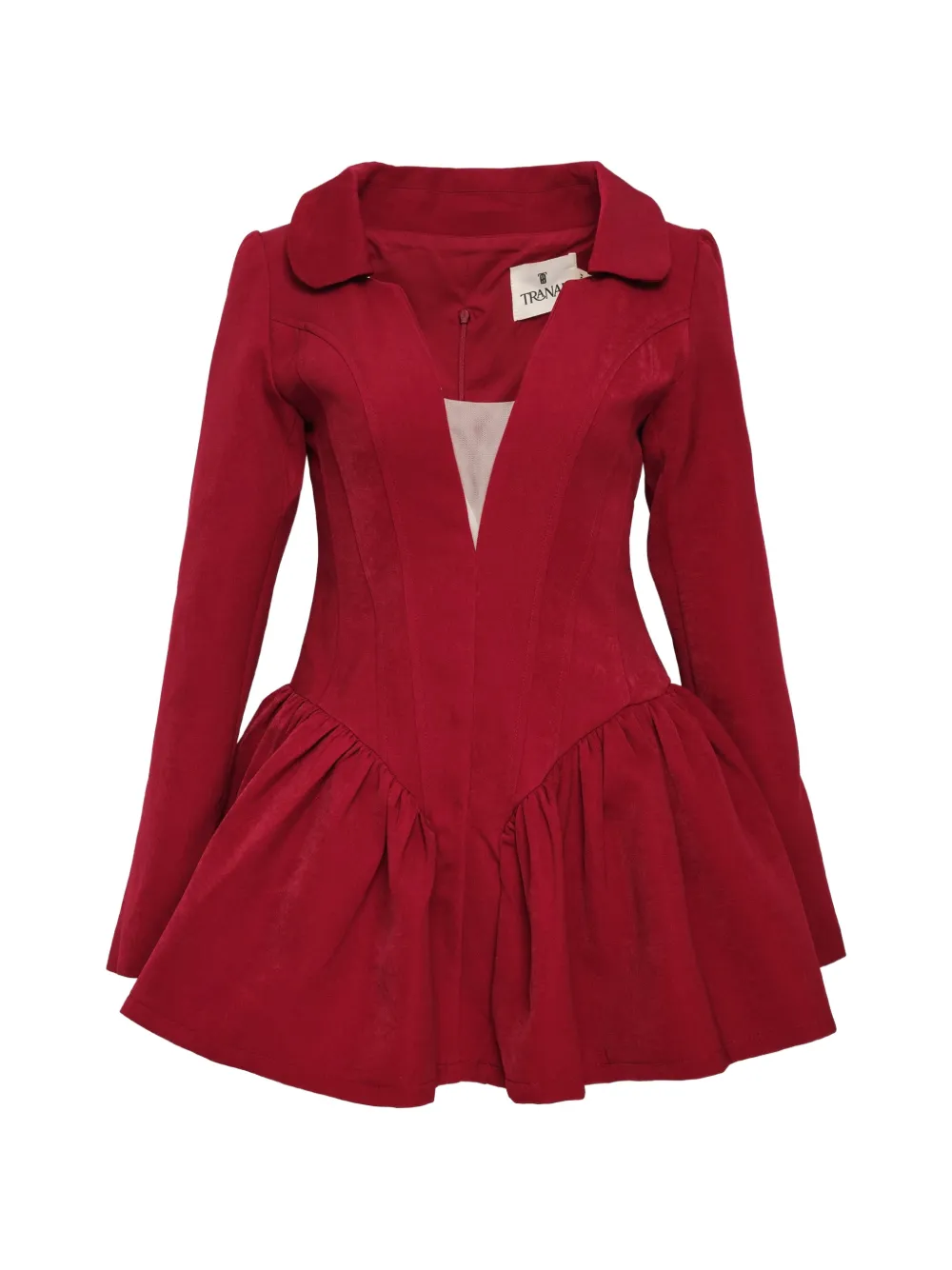 KENZIE KLAMBIE fit-and-flare long-sleeve mini dress - Rosso