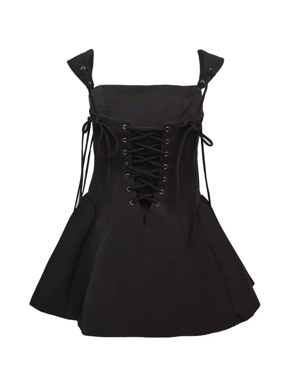 KENZIE KLAMBIE lace-up tie-strap mini dress - Nero