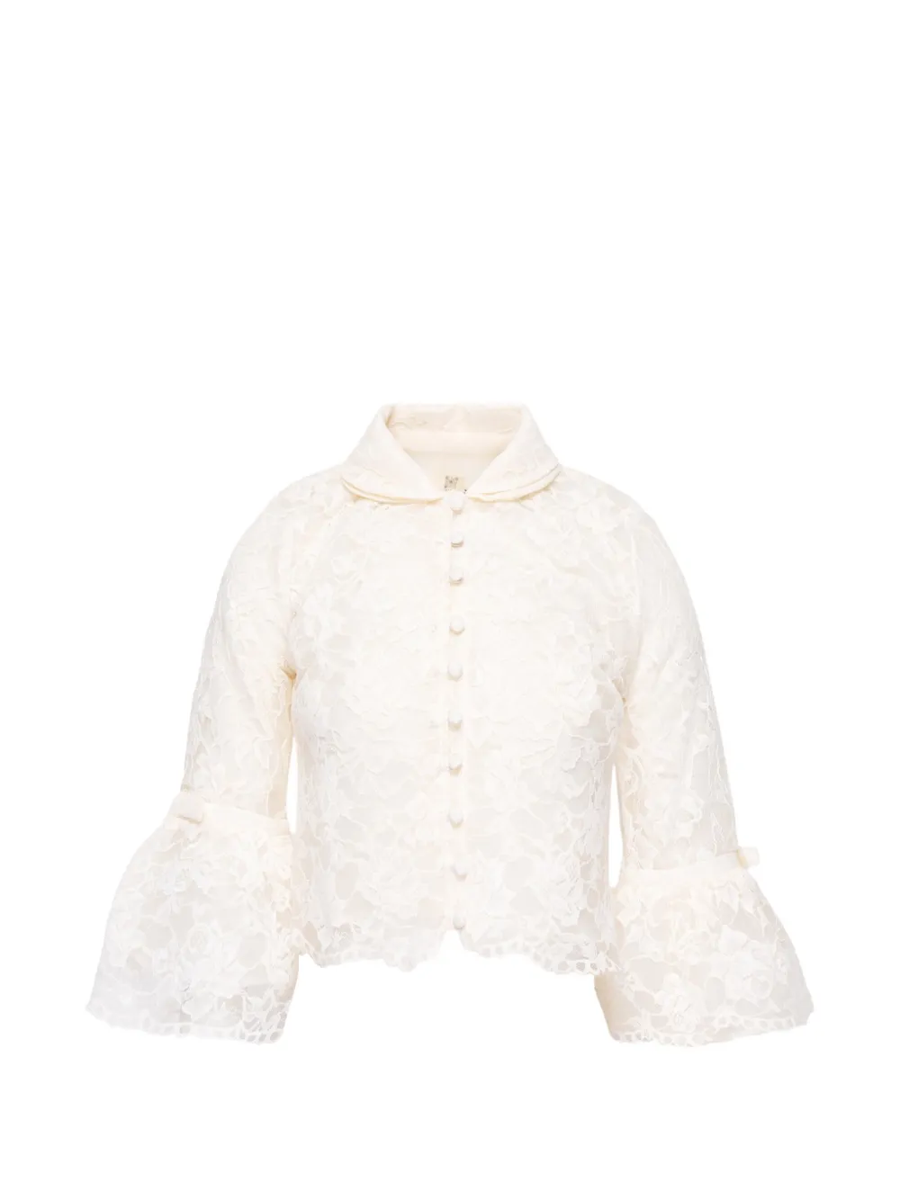KENZIE KLAMBIE lace bell-sleeve blouse - Toni neutri