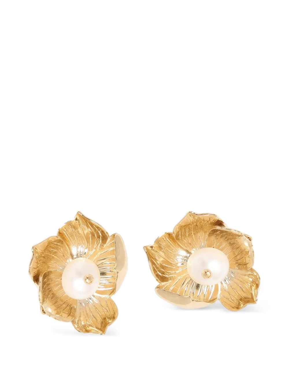 ERDEM flower-motif pearl-embellished earrings - Gold