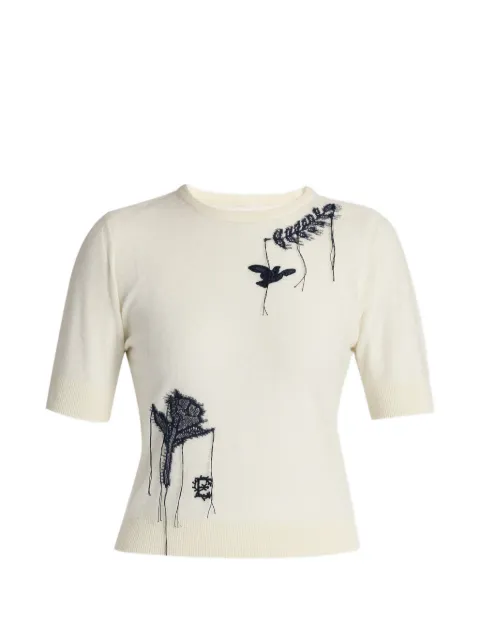 ERDEM pull brodé à manches courtes