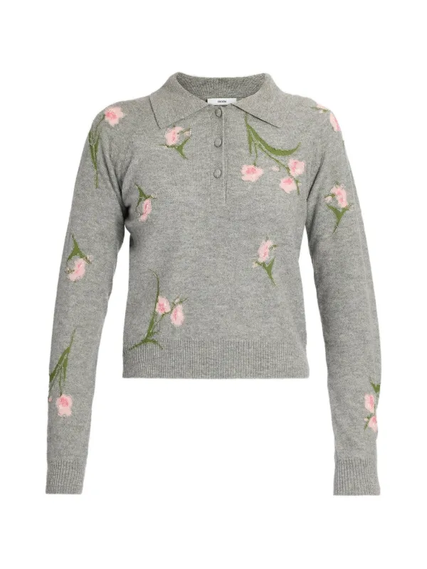 Erdem Floral-motif Knit Sweater in Grey
