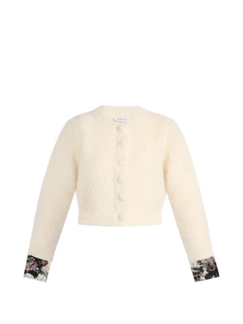 ERDEM bouclé floral-trim cardigan