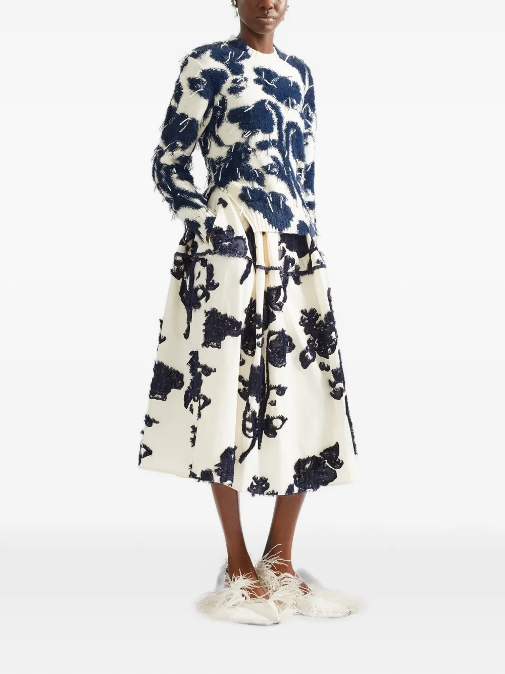 ERDEM textured floral-knit sweater Wit