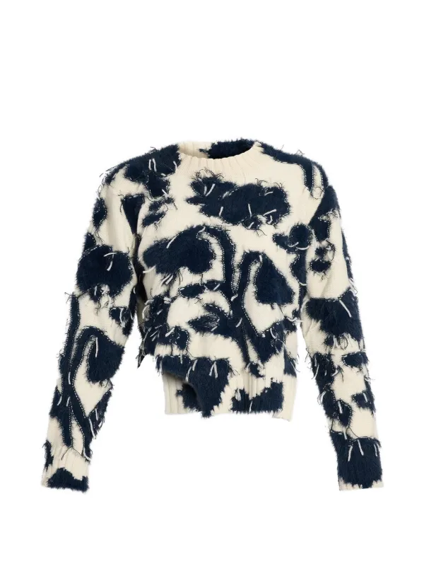 Erdem Textured Floral-knit Sweater in White