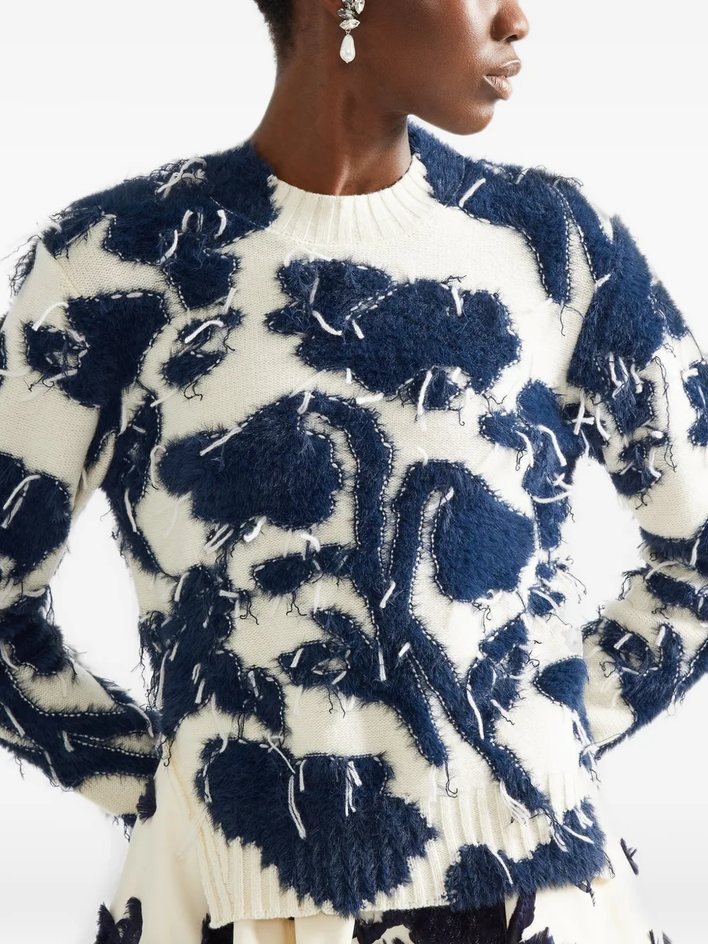 ERDEM textured floral-knit sweater Wit