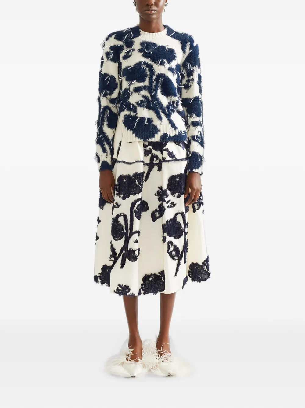 ERDEM textured floral-knit sweater Wit